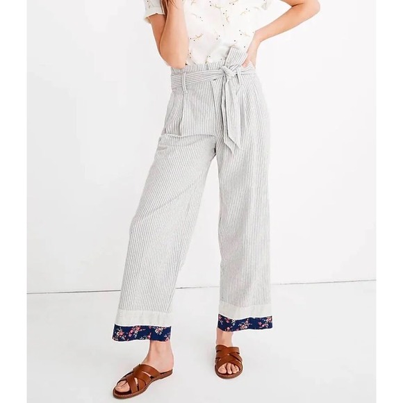Madewell Pants - Madewell x The New Denim Project Striped Paperbag Pants Blue White K6367 Size 8